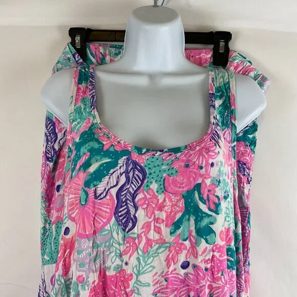 Lilly Pulitzer Pajama Set XXL Multi Seaside Carnivale Knit XXL Tank Pants Pink - Picture 3 of 16